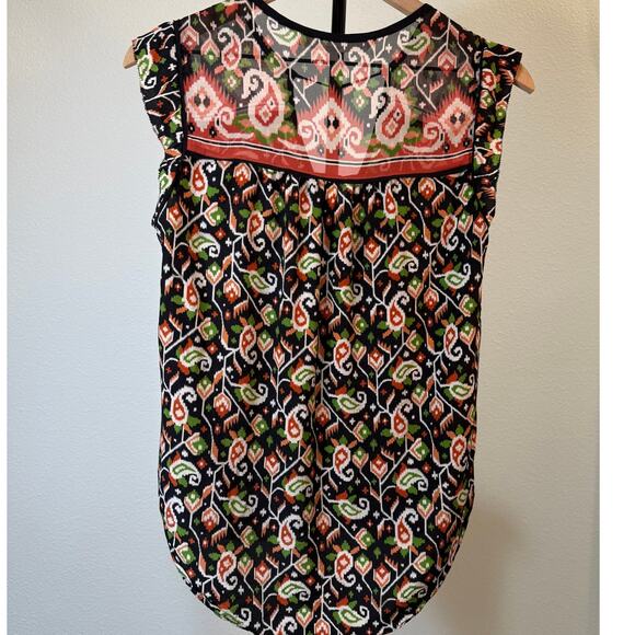 Veronica Beard 100% Silk Ikat Print Sleeveless Blouse โ Size 2 - Picture 2 of 9